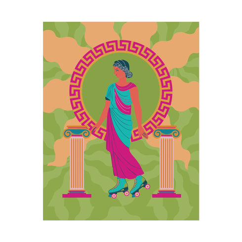 Roller Skating Grecian Goddess Art Print